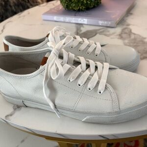 Frye White Leather Lace-Up Sneakers